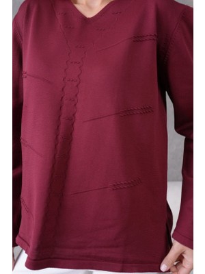 Fresh Moda Kadın Yumuşak Dokulu V Yaka Triko Kazak