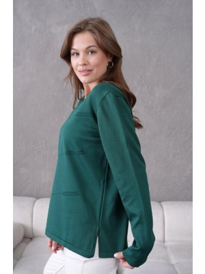 Fresh Moda Kadın Yumuşak Dokulu V Yaka Triko Kazak