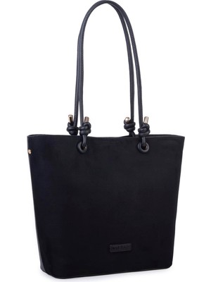  Nas Bag Hafif  Kadın  Büyük Boy Omuz Çantası Siyah  Süet