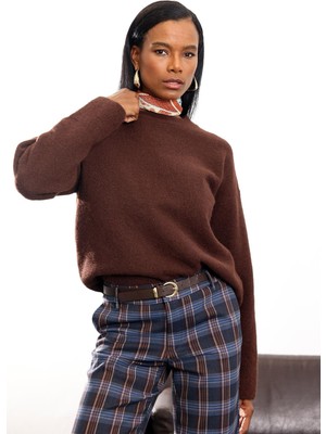 5in1Canpolat Acı Kahve Bisiklet Yaka Yumuşak Dokulu Triko 251297