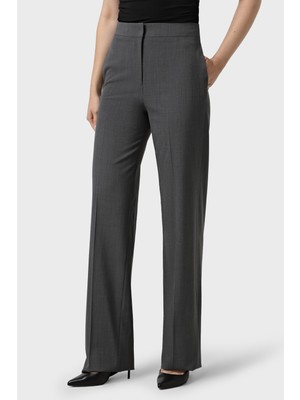 Emporio Armani Yün Karışımlı Regular Fit Yüksek Bel Geniş Paça Pantolon Bayan Pantolon EW002046 TE15608 O8002