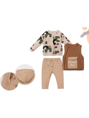 Necix's 243112 Erkek Bebek Osaka Street Boy Yelekli Üçlü Takım