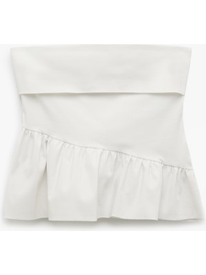 Koton Kat Detaylı Fırfırlı Straplez Bluz