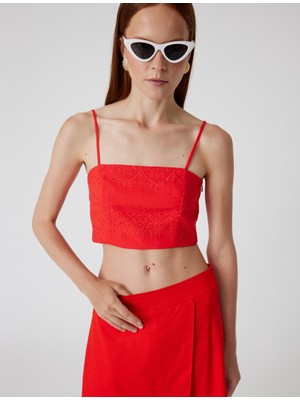 Koton Fistolu Büstiyer Ince Askılı Crop Slim Fit
