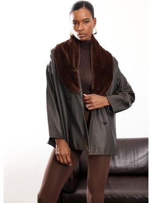 5in1Canpolat Acı Kahve Şal Yaka Deri Mont 99808