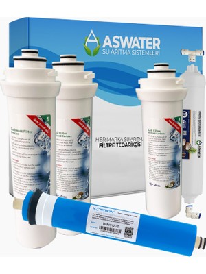 As Water Ihlas Aura Cebilon Unique Dijital Su Arıtma Cihazı Uyumlu 5'li Filtre Seti Vontron Membranlı