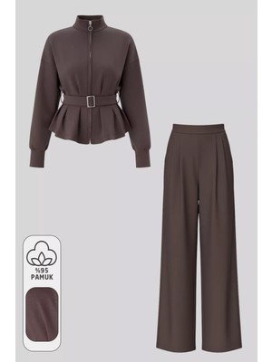 Gülseli Kadın Kemer Detaylı Ceket Bel Lastikli Pantolon Ikili Takım P-00018849