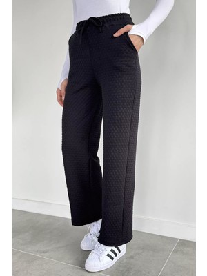Gülseli Kadın Bel Lastikli Yüksek Bel Kendinden Desenli Pantolon P-00019078