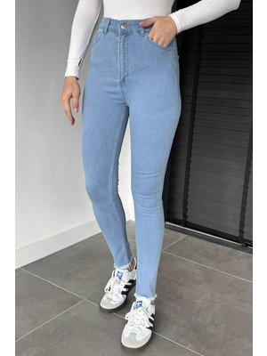 Gülseli Kadın Yüksek Bel Paça Püsküllü Dar Kesim Jean Kot Pantolon P-00019089