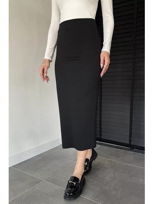 Gülseli Kadın Likralı Yırtmaç Detaylı Midi Boy Kalem Etek P-00019071