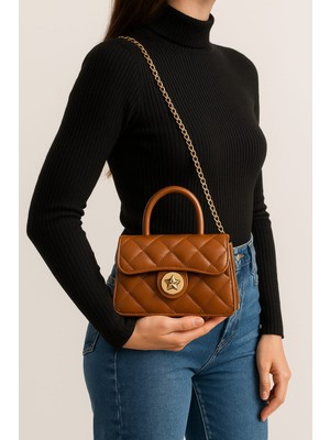 Kapitone Desenli Zincirli El ve Omuz Çantası