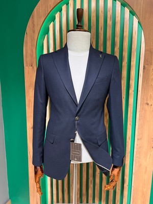 Cemden Erkek Lacivert Regular Fit Mono Yaka Ceket 4023-02B