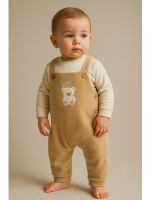 Katia & Bony Bebek Teddy Desenli Düğmeli Tulum Ekru