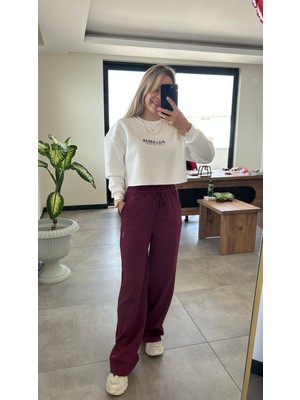 Elif Tarakçı Butik Bordo Modal Kumaş Eşofman Alt