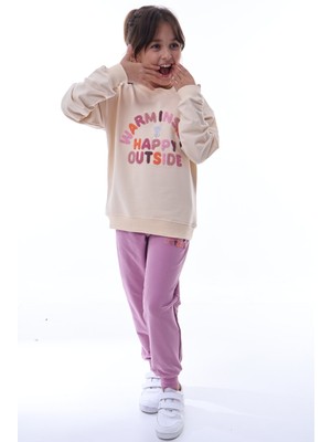 CQCQ Kız Çocuk “warm Inside Happy Outside” Eşofman Takımı – Pamuklu ve Esnek