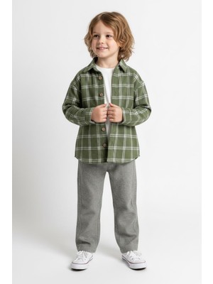 MiaBaby Haki Ekoseli Gömlekli 3 Lütakım