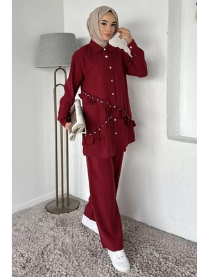 Julude Taş Işlemeli Tunik Pantolon Tesettür Ikili Takım P-00017905