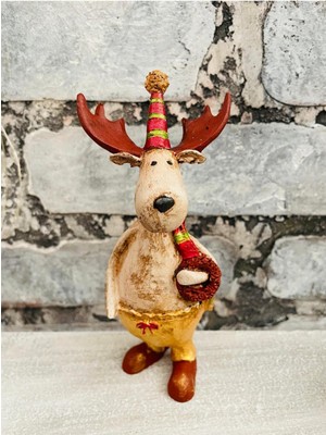 Renkli Noel Geyiği Heykel Dekorasyon Objesi, Ev Tasarımı Için Şık ve Neşeli Detay