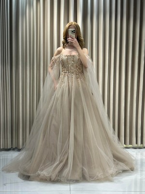 Kaleiçi Yıldızlar Gold Yeni Sezon Tül Pelerin Nişanlık 773