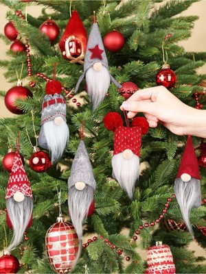 Gri Renkli Sevimli Yılbaşı Cücesi Dekorasyonu, Masa ve Ağaç Süsü