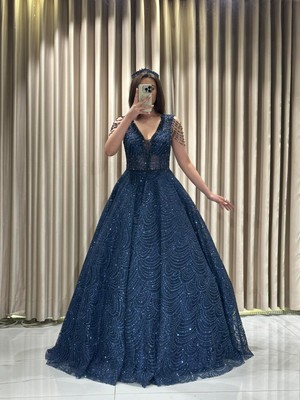 Kaleiçi Yıldızlar Lacivert V Yaka Taşlı Nişanlık SE682 682