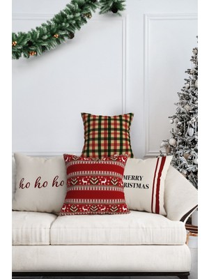 Yılbaşı Temalı 4'lü Renkli Kırlent Kılıfı, Dekoratif ve Şık Ev Süslemesi