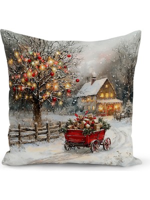 Yılbaşı Temalı Çift Taraflı Dijital Baskılı Kırlent Kılıfı, Renkli Dekorasyon