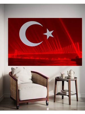 Özkacar Group Istanbul Köprüsü Türk Bayrağı Kanvas Tablo Ev Dekarasyon Hediyelik Duvar Süsü