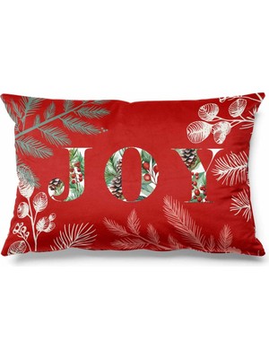Kare Pine Desenli Çift Taraflı Süet Kırlent Kılıfı, Kırmızı, Yılbaşı ve Noel Temalı