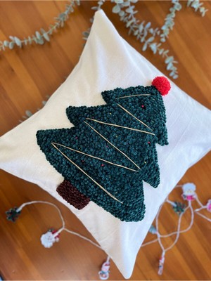 El Emeği Yılbaşı Temalı Kırlent Kılıfı, Noel Dekoratif Yastık, Bez ve Kumaş Tasarımı