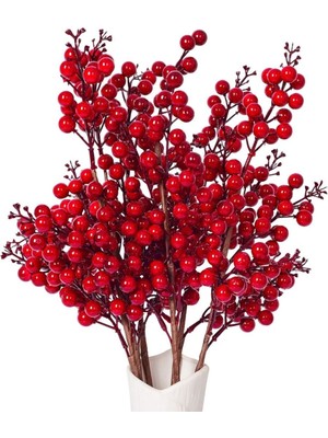 10 Adet Kırmızı El Yapımı Yılbaşı Süsü, Ev ve Parti Dekoru, Kış Teması