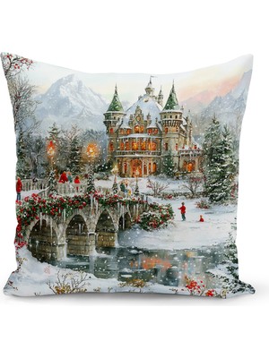 Yılbaşı Temalı Çift Taraflı Dijital Baskılı Kırlent Kılıfı, Renkli ve Şık Tasarım