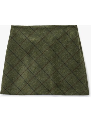 Koton A Kesim Kareli Kışlık Mini Etek