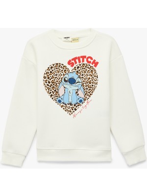 Koton Lisanslı Stitch Baskılı Uzun Kollu Bisiklet Yaka Sweatshirt