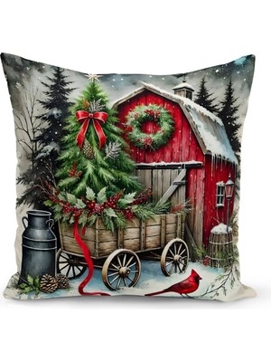 Yılbaşı Temalı Çift Taraflı Dijital Baskılı Kırlent Kılıfı