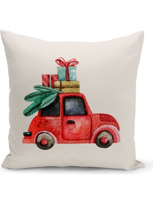 Yılbaşı Temalı Çift Taraflı Dijital Baskılı Kırlent Kılıfı