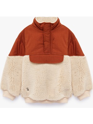 Koton Dik Yaka Kumaş Detaylı Uzun Kollu Kanguru Peluş Mont