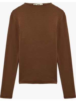 Koton Dik Yaka Slim Fit Modal Karışımlı Basic Uzun Kollu Tişört