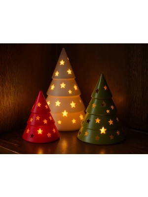 Renkli 3'lü Yılbaşı Süs Seti, Aydınlatıcı Biblo ve Dekoratif Mumlar