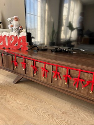 Yılbaşı Için Altın Renkli Kadife Kurdele ve Zincirli Çam Ağacı Süsü, Ev Dekoru