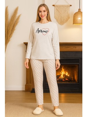 Remsa Kadın Kalp Desen Suprem Pijama Takımı 0472 VIZON04