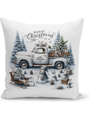 Yılbaşı Temalı Çift Taraflı Dijital Baskılı Kırlent Kılıfı, Renkli ve Şık Tasarım