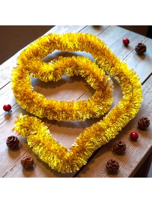 Oktay Sesal Yılbaşı Boyun Simi Metalik Gold 2 Metre Yılbaşı Boyun Simi Yumuşak Garland Yılbaşı Süslemeleri