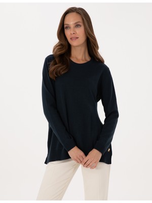 Pierre Cardin Kadın Lacivert Comfort Fit Bisiklet Yaka Basic Kazak 50316393-VR033