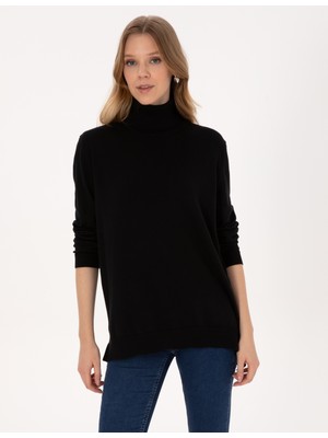 Pierre Cardin Kadın Siyah Comfort Fit Tam Balıkçı Yaka Basic Kazak 50316385-VR046