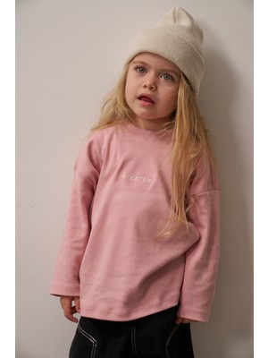 Oh La La Koala Pembe Nakışlı Oversize Uzun Kollu T-shirt