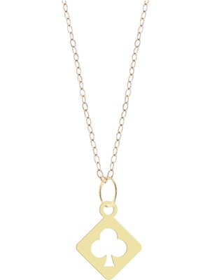 Archin 14 Ayar Altın Plakalı Sinek Kartı Figürlü Sevgililer Günü Hediyesine Özel Altın KOLYE-860