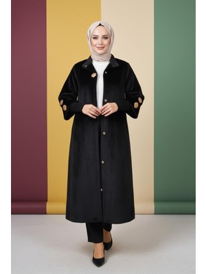 Hakim Yaka  Kol Ribanalı Düğmeli Kaban