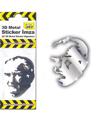 Automix 3d Metal Sticker Atatürk Silüet