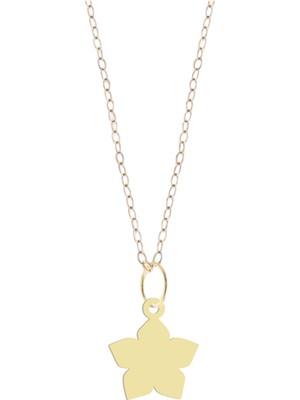 Archin Altın Plakalı 14 Ayar Gül Motifli Doğum Günü Hediyesine Özel Altın KOLYE-861